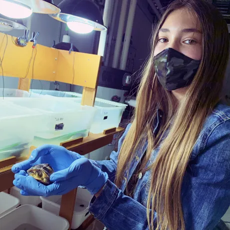 Danya With Blandings Turtle 1