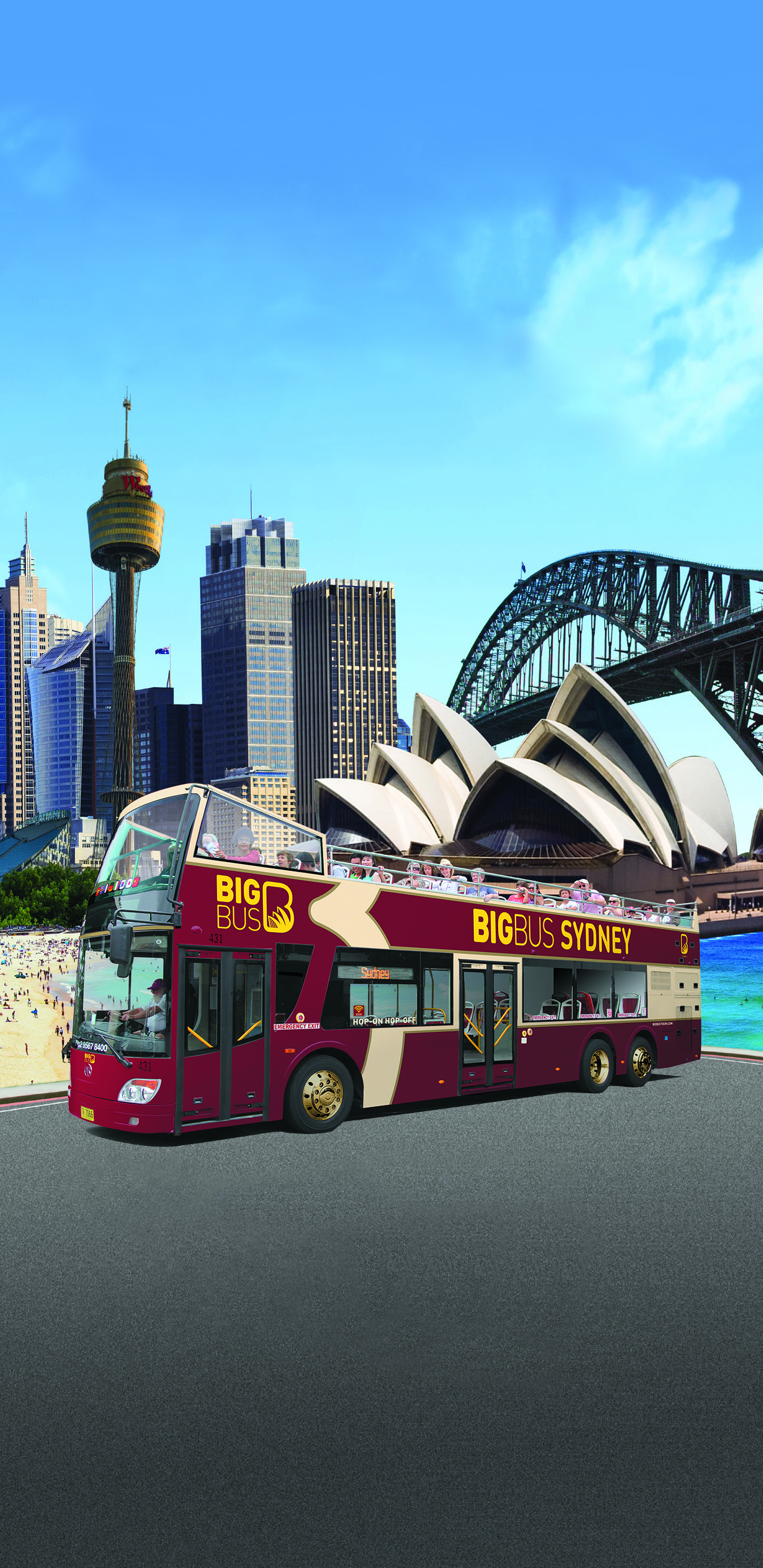 bus infront of sydney skyline